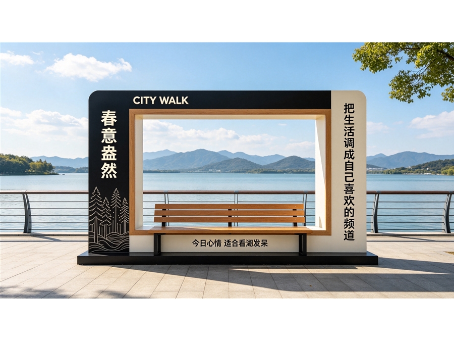 户外湖滨打卡景观造型